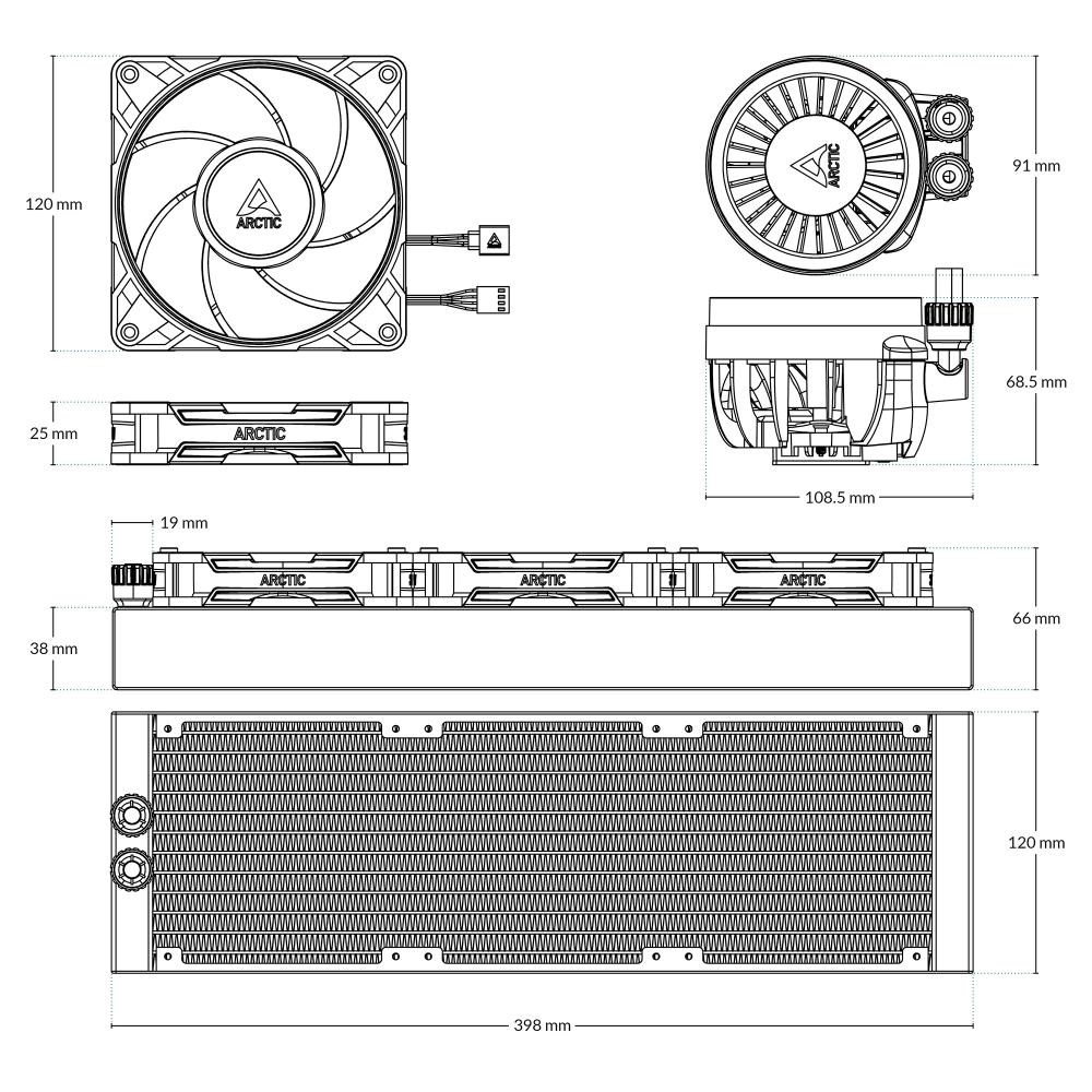 ARCTIC Vodní chladič Liquid Freezer III 360 Pro ARGB,  3x120mm,  AM5,  LGA1851,  černá3 
