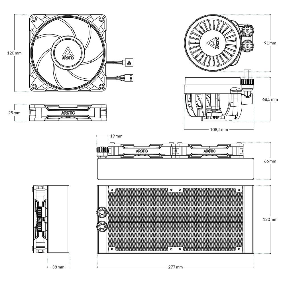 ARCTIC Vodní chladič Liquid Freezer III 240 Pro,  2x120mm,  AM5,  LGA1851,  černá5 