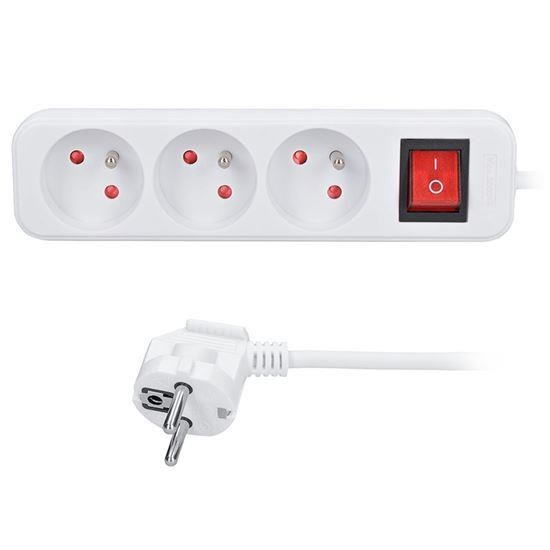 Solight prodlužovací přívod 5m,  3 zásuvky,  vypínač,  16A/ 3680W,  PVC,  bílý0 