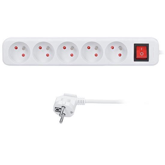 Solight prodlužovací přívod 3m,  5 zásuvek,  vypínač,  16A/ 3680W,  PVC,  bílý0 