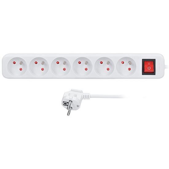 Solight prodlužovací přívod 3m,  6 zásuvek,  vypínač,  16A/ 3680W,  PVC,  bílý0 