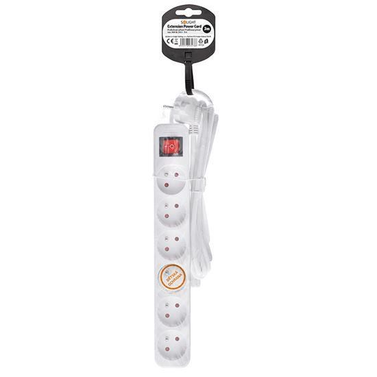 Solight prodlužovací přívod 3m,  6 zásuvek,  vypínač,  16A/ 3680W,  PVC,  bílý3 