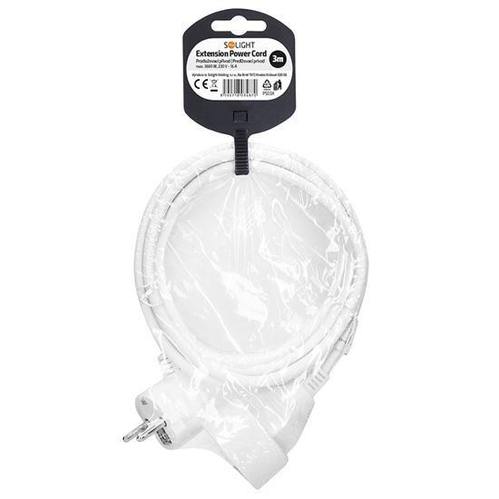 Solight prodlužovací přívod 3m,  1 zásuvka,  16A/ 3680W,  PVC,  bílý3 