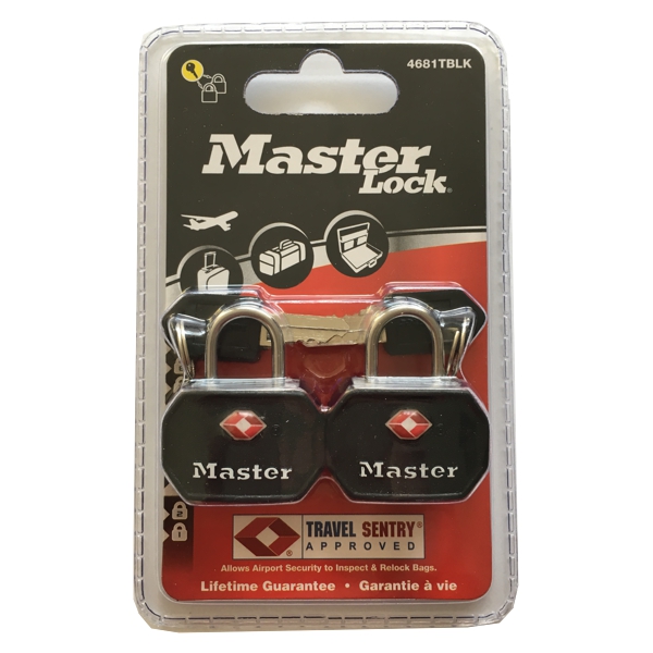 Master Lock Visací zámek  TSA - černý (2 ks /  blistr)2 