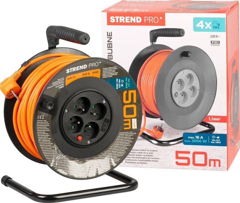 Strend Pro DG-FB04 buben 50m plast 4xzas. 3x1, 5mm oranžová (213059)0 
