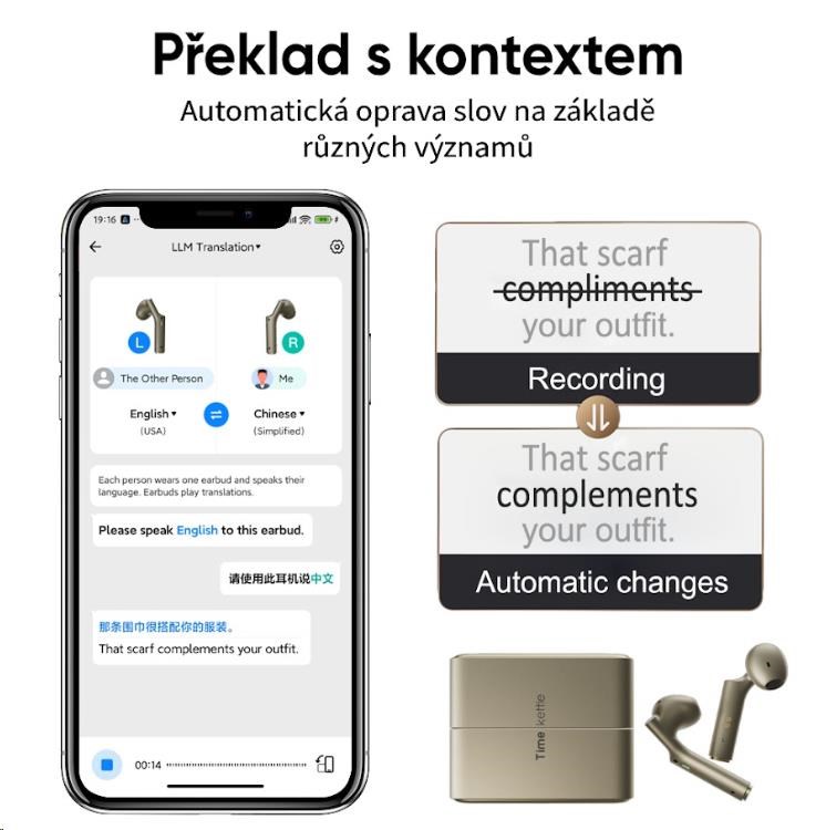 Timekettle W4 AI Chytrý překladač,  gold1 