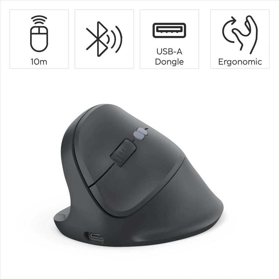 Hama vertikálna ergonomická bezdrôtová myš EWM-600L,  pre ľavákov,  nabíjacia,  čierna8 