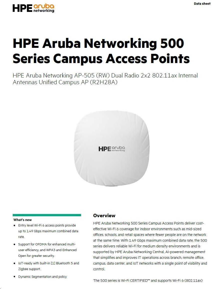 HPE Aruba Networking AP-505 (RW) Dual Radio 2x2 Wi-Fi 6 10-pack Campus Access Point4 