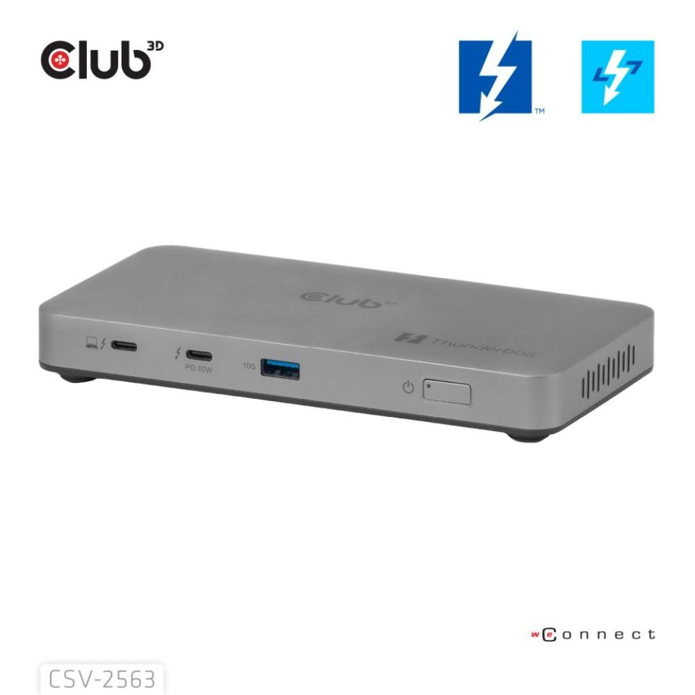 Club3D hub Thunderbolt 5 5v1,  3x USB-C TB5,  1x USB-A,  1x8K60Hz,  3x 5K60Hz,  certifikace Thunderbolt Share,  180W5 