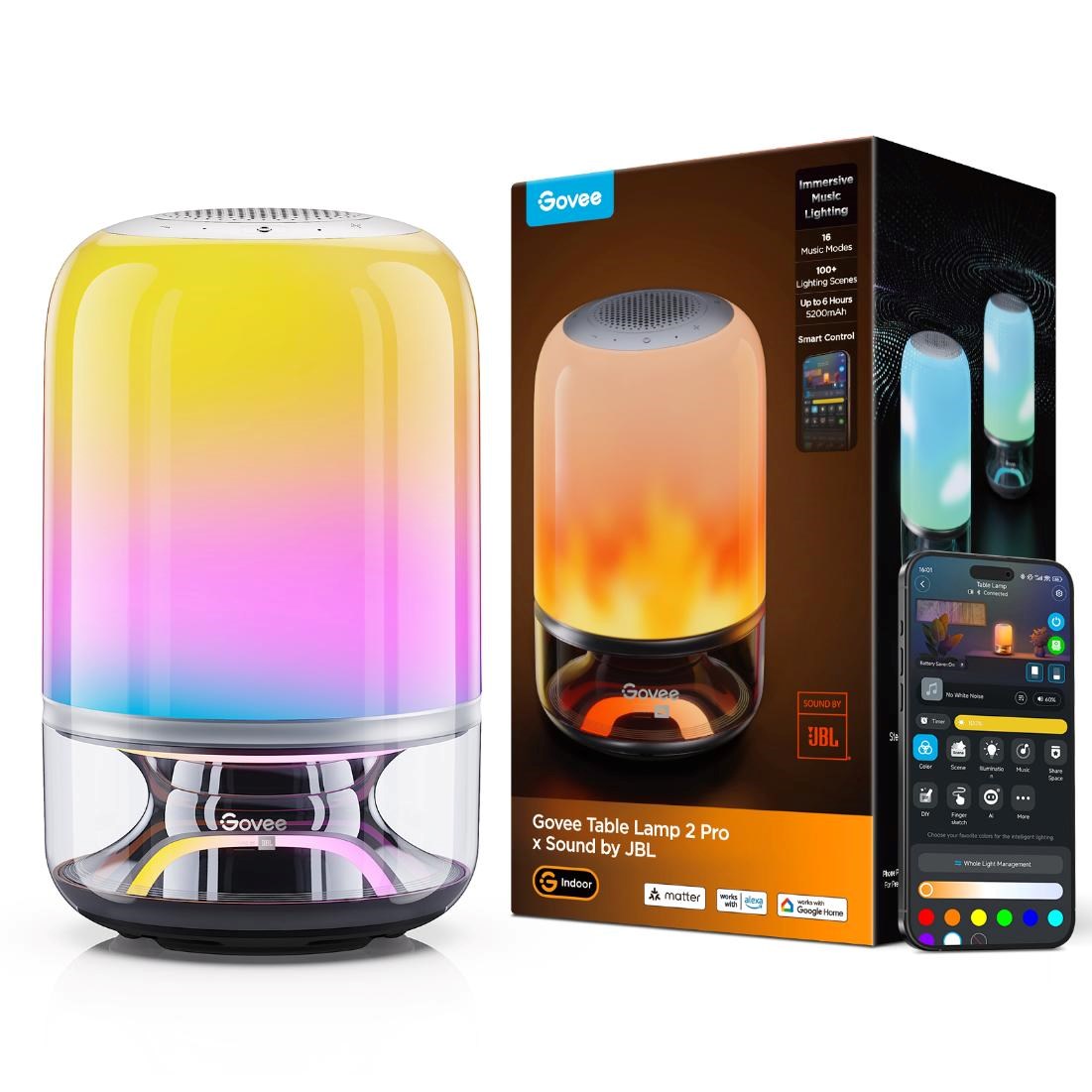 Govee Table Lamp 2 RGBW Akumulátorová lampa s reproduktorem - zvuk od JBL3 