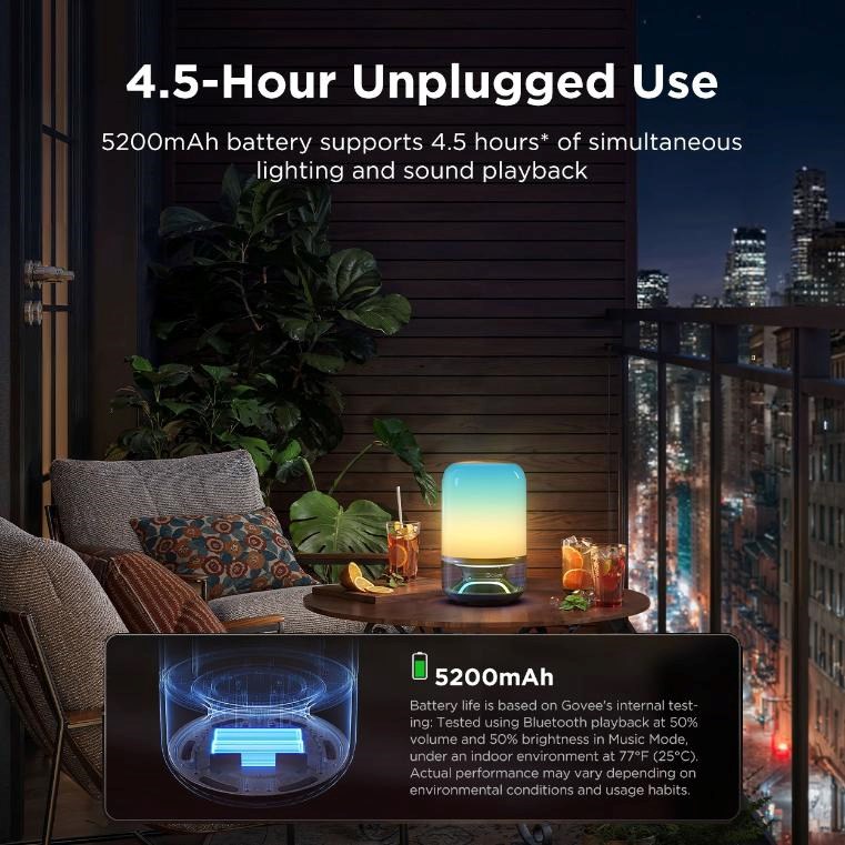 Govee Table Lamp 2 RGBW Akumulátorová lampa s reproduktorem - zvuk od JBL6 