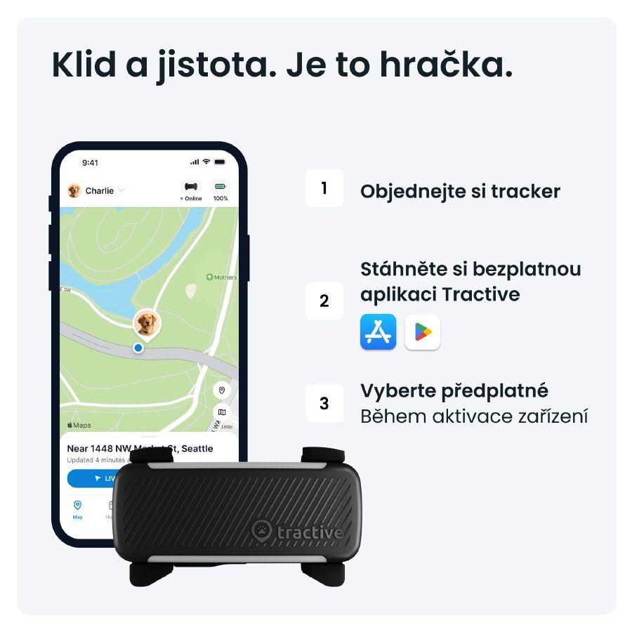 Tractive DOG 6 – GPS lokátor pro psy a monitor zdraví,  černý0 