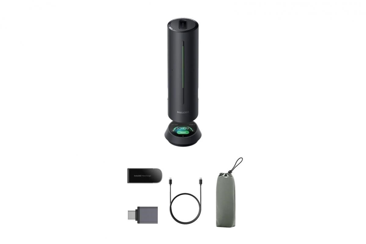 Insta360 Wave (černá) - speakerphone,  8 mikrofonové 3D pole,  AI potlačení hluku,  úložiště 32gb,  transcript,  usb-c,  BT6 