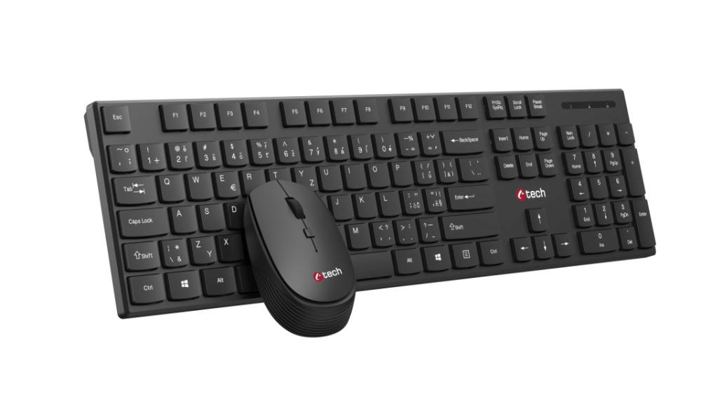 BAZAR - C-TECH klávesnice s myší WLKMC-03,  Bezdrátový set 2.4GHz,  CZ,  Černá,  rozbaleno0 