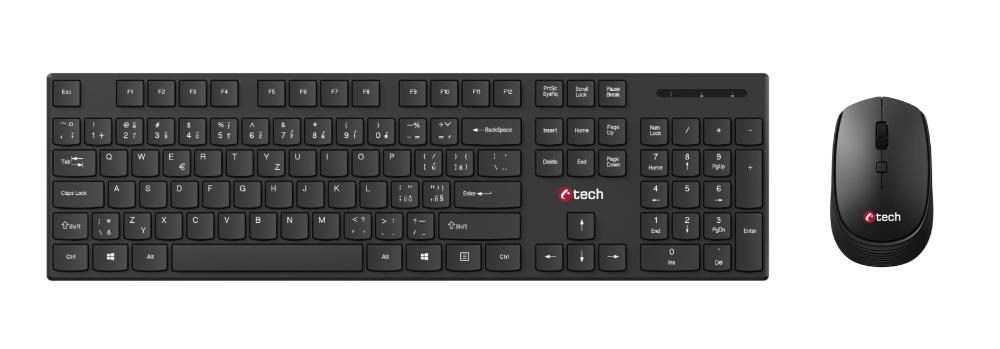 BAZAR - C-TECH klávesnice s myší WLKMC-03,  Bezdrátový set 2.4GHz,  CZ,  Černá,  rozbaleno1 