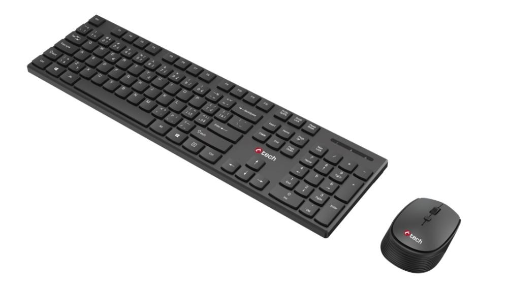 BAZAR - C-TECH klávesnice s myší WLKMC-03,  Bezdrátový set 2.4GHz,  CZ,  Černá,  rozbaleno3 