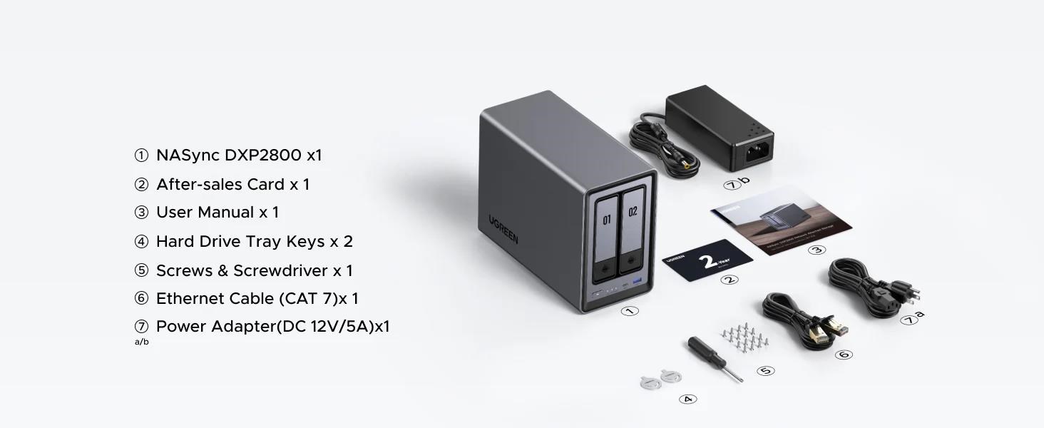 UGREEN NASync DXP2800 (4C/ IntelN100/ 3, 4GHz/ 8GBRAM/ 2xSATA/ 2xM.2/ 1x2, 5GbE/ 2xUSB2.0/ 2xUSB3.2/ 1xUSB-C/ HDMI)2 