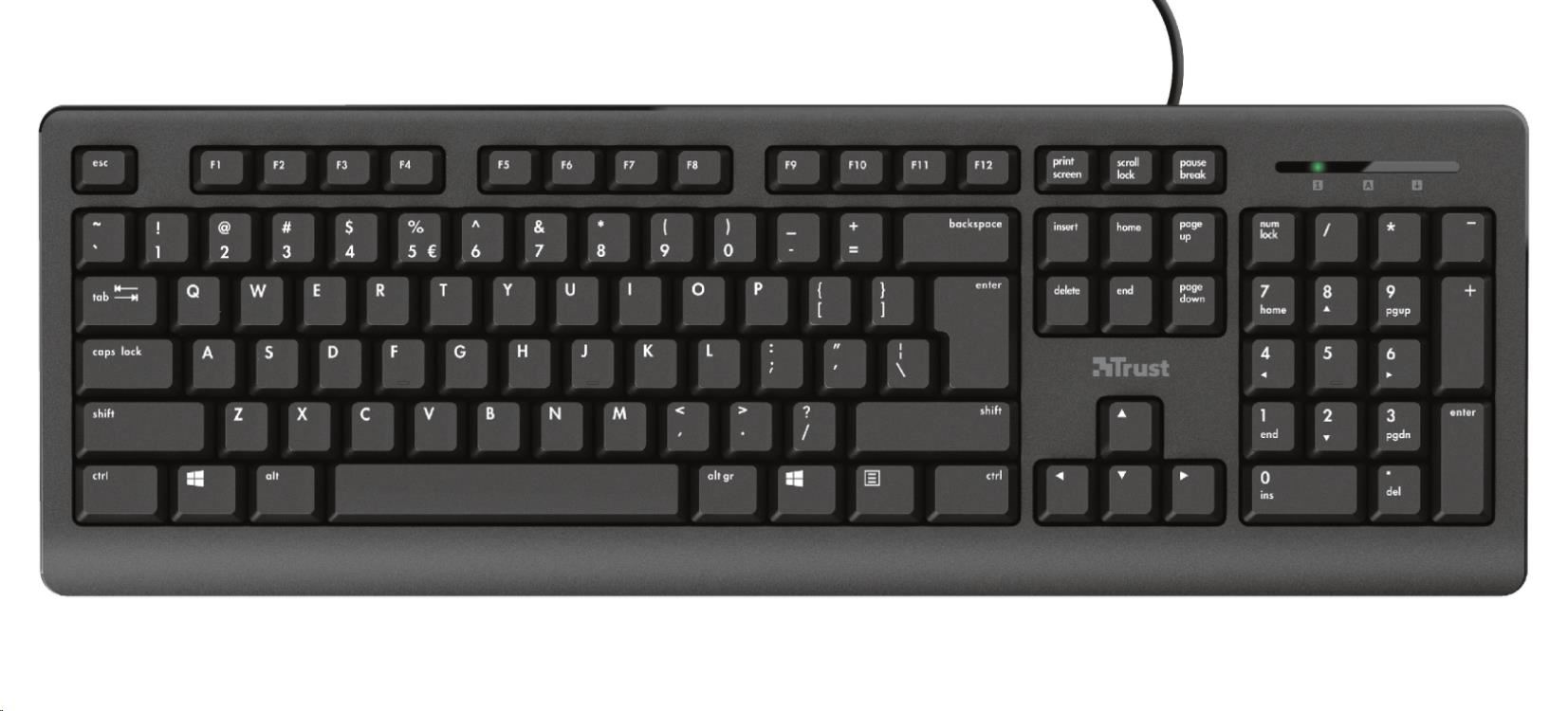 TRUST klávesnice PRIMO,  membránová,  USB,  CZ/ SK4 