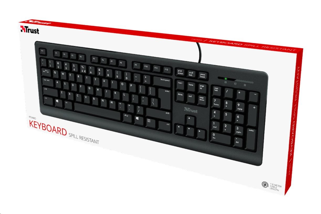 TRUST klávesnice PRIMO,  membránová,  USB,  CZ/ SK2 