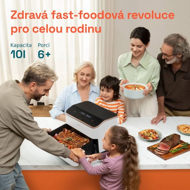 BAZAR - Cosori TF101S Dual blaze TwinFry 10l hozkovzdušná fritéza - bílá - Poškozený obal (Komplet)8 