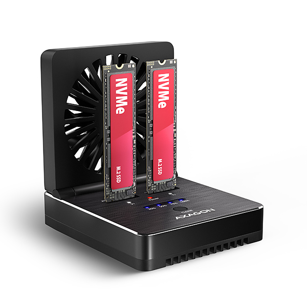 AXAGON ADSA-M2C22, USB-C 20Gbps dokovacia stanica pre 2× M.2 NVMe/ SATA SSD s funkciou klonovania