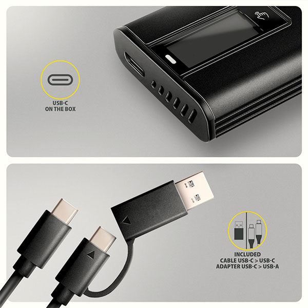 AXAGON EEM2-SD2B,  USB-C 10Gbps externí box s displejem pro M.2 NVMe/ SATA SSD,  bezšroubkový,  černý6 