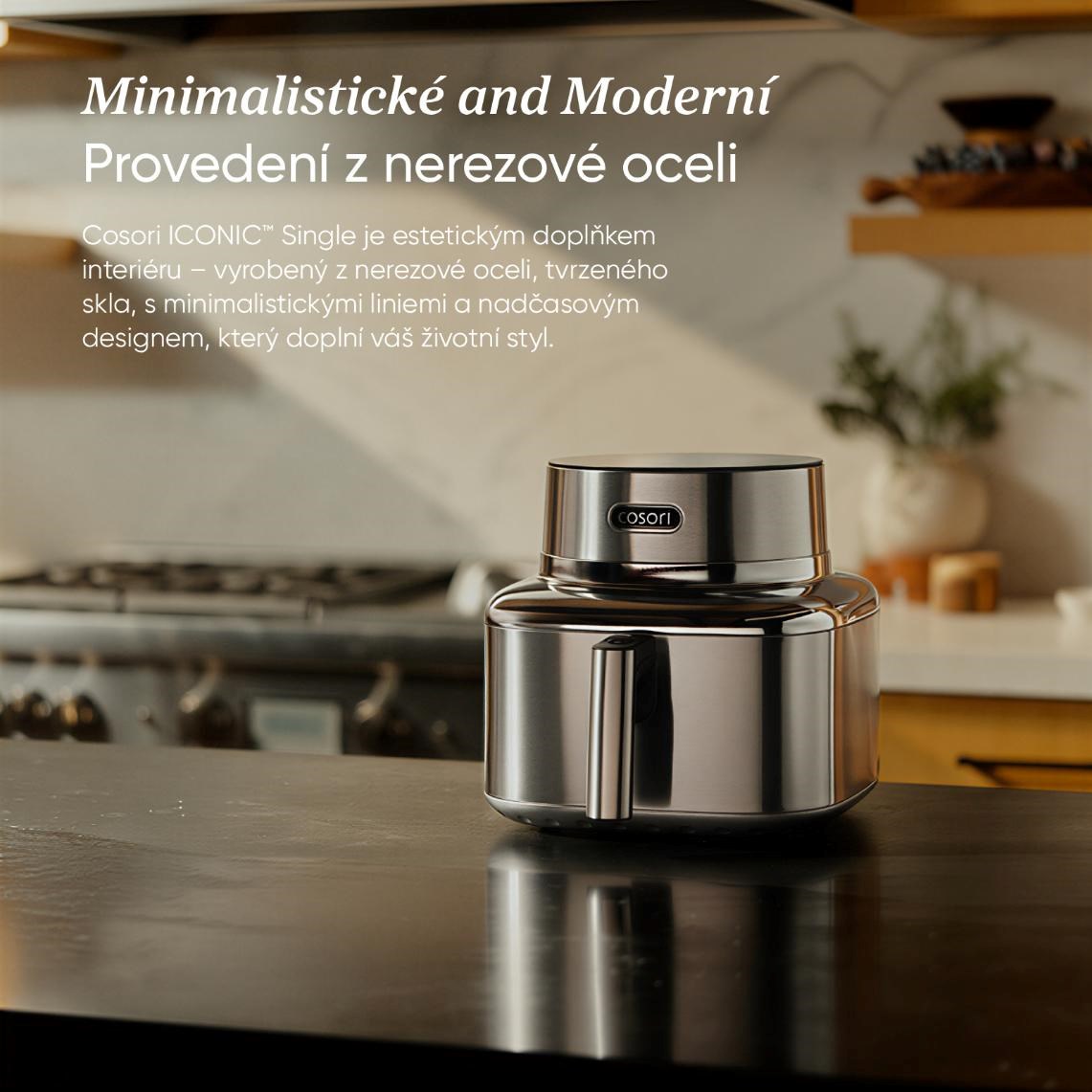 Cosori Iconic Single chytrá horkovzdušná fritéza 6, 2 L nerez1 