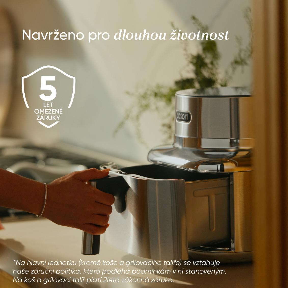 Cosori Iconic Single chytrá horkovzdušná fritéza 6, 2 L nerez2 