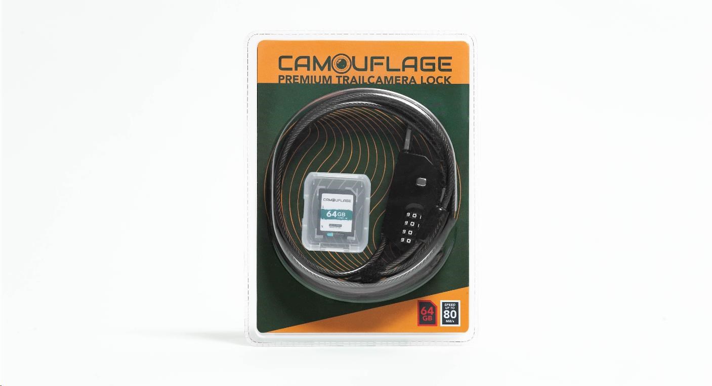 Camouflage zámek proti krádeži + 64GB SD0 