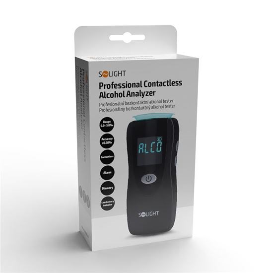 Solight profesionální bezkontaktní alkohol tester,  Fuel Cell,  0, 0 - 5, 0‰ BAC, citlivost 0, 08‰8 