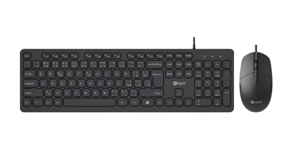 C-TECH Klávesnice KBM-105,  drátový combo set s myší,  USB,  CZ/ SK3 