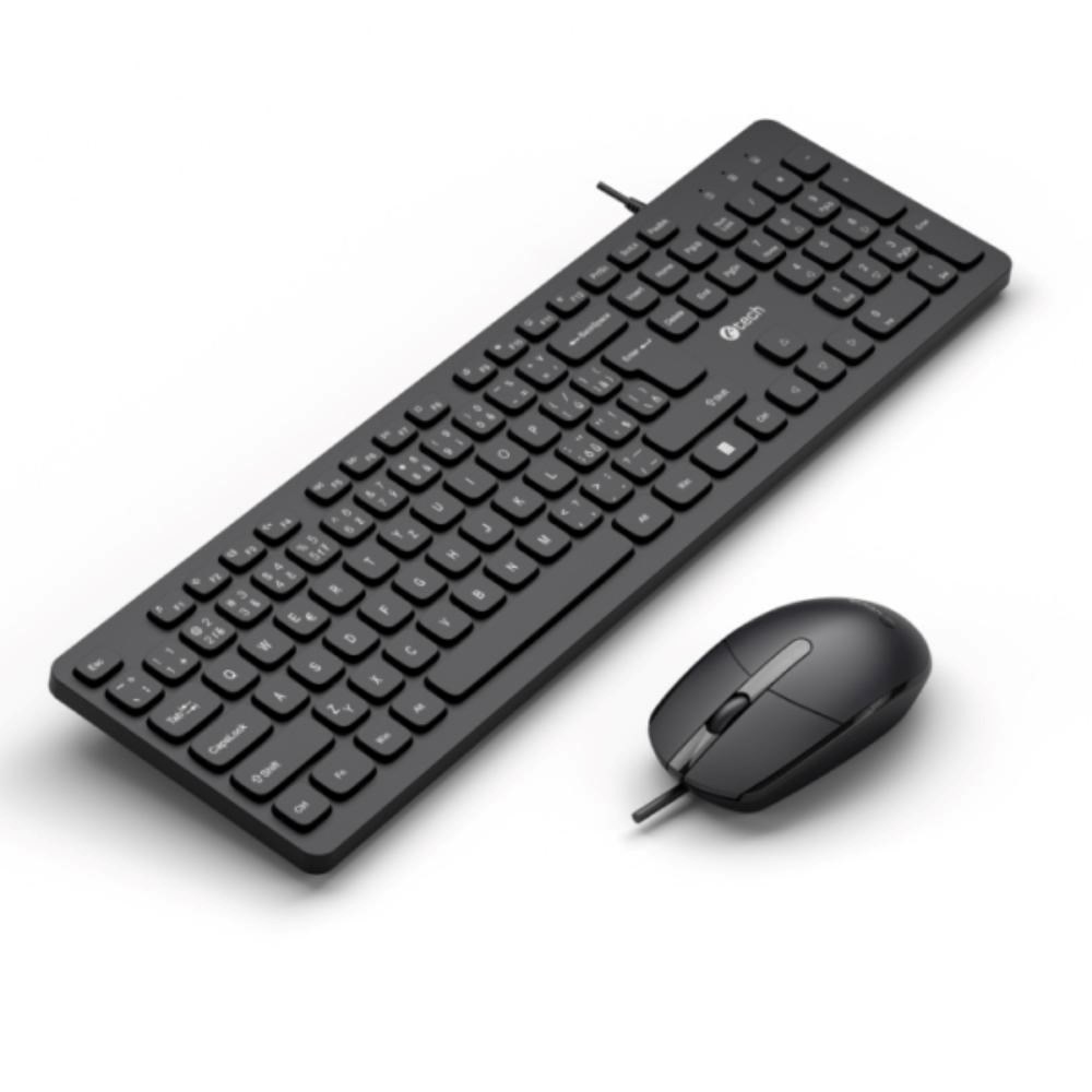 C-TECH Klávesnice KBM-105,  drátový combo set s myší,  USB,  CZ/ SK4 