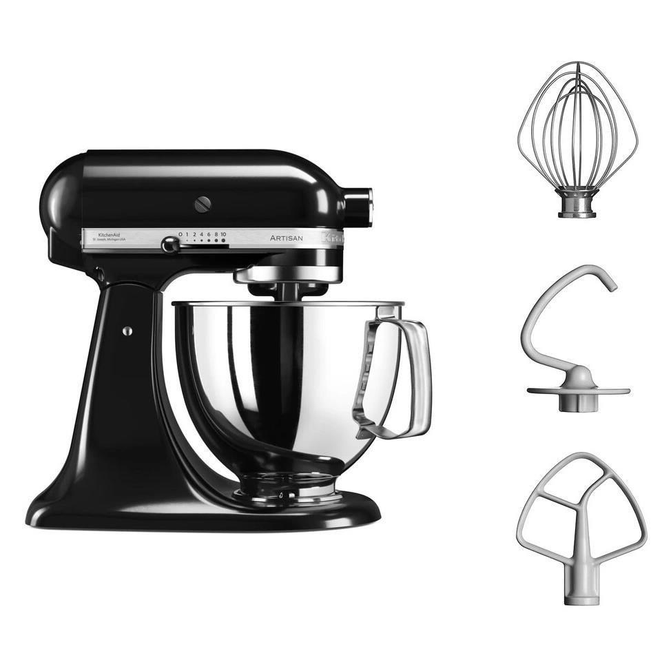 KitchenAid Artisan 5KSM125EOB Kuchyňský robot - 10 rychlostí,  planetární systém,  celokovová konstrukce,  lesklá černá2 