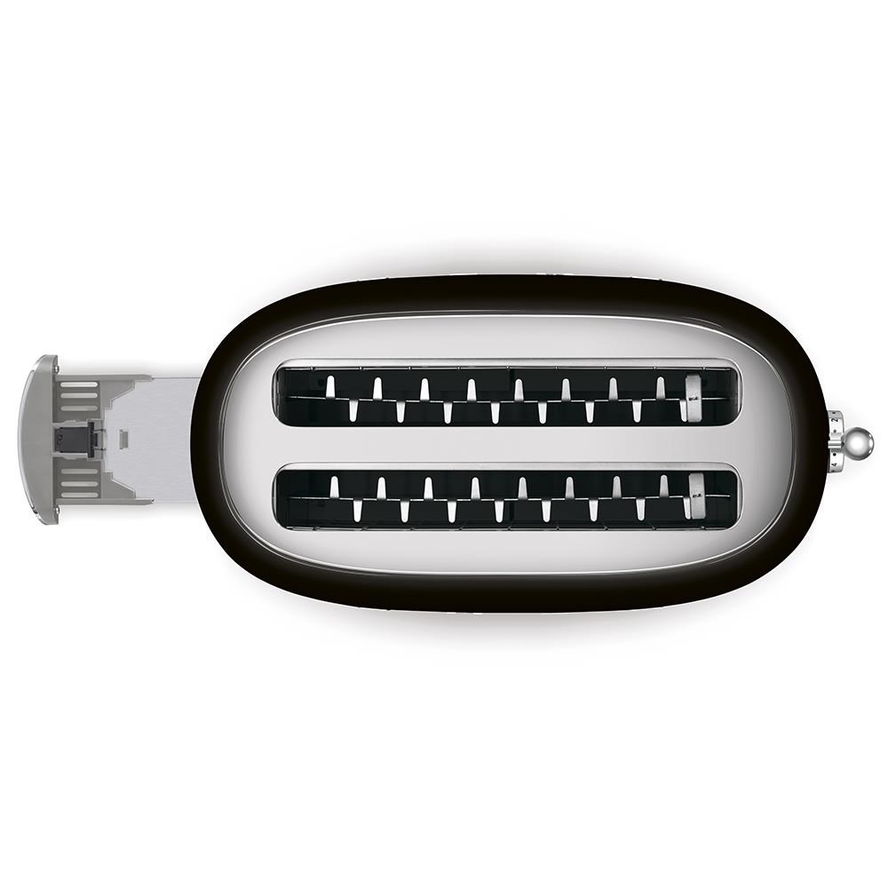 Smeg TSF02BLEU,  toustovač /  topinkovač,  4 toasty,  6 úrovní opékání,  zásuvka na drobky,  styl. 50. let,  černý2 