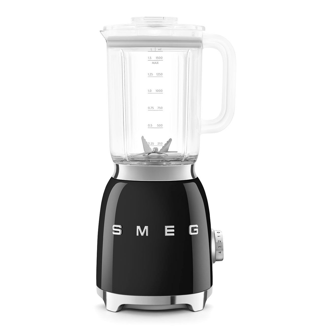 Smeg BLF03BLEU mixér,  800 W,  4 programy,  funkce pulse,  18000 RPM,  nerezové ostří,  Ice crush,  50"s Style,  černý0 