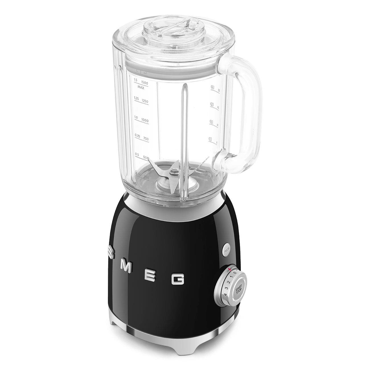 Smeg BLF03BLEU mixér,  800 W,  4 programy,  funkce pulse,  18000 RPM,  nerezové ostří,  Ice crush,  50"s Style,  černý2 