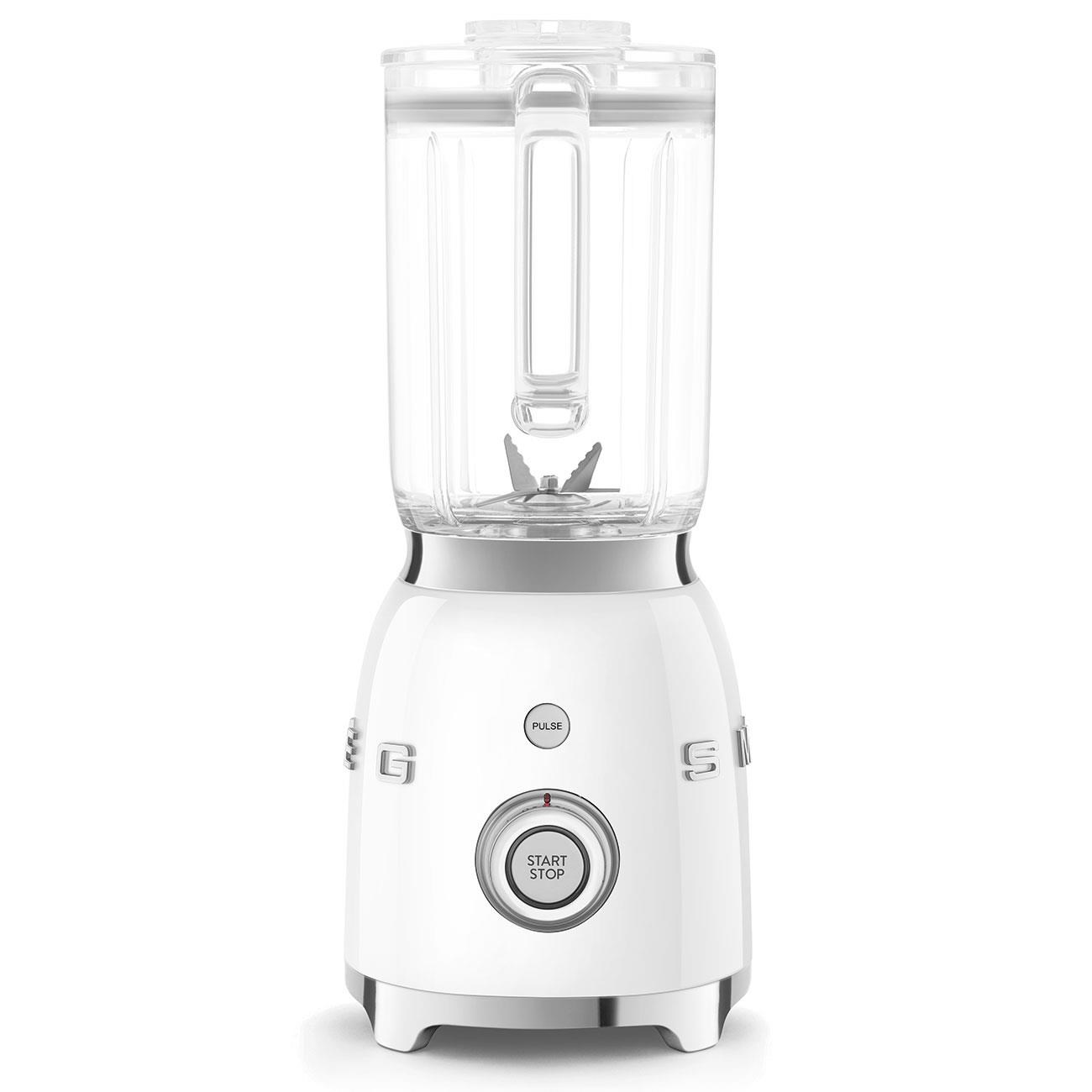 Smeg BLF03WHEU mixér,  800 W,  4 programy,  funkce pulse,  18000 RPM,  nerezové ostří,  Ice crush,  50"s Style,  bílý1 