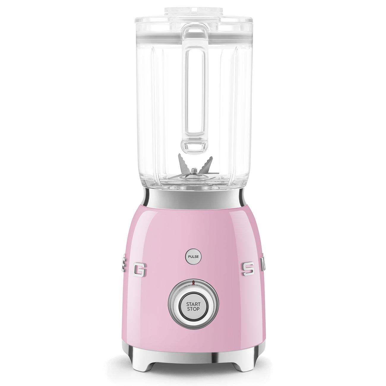 Smeg BLF03PKEU mixér,  800 W,  4 programy,  funkce pulse,  18000 RPM,  nerezové ostří,  Ice crush,  50"s Style,  růžový0 