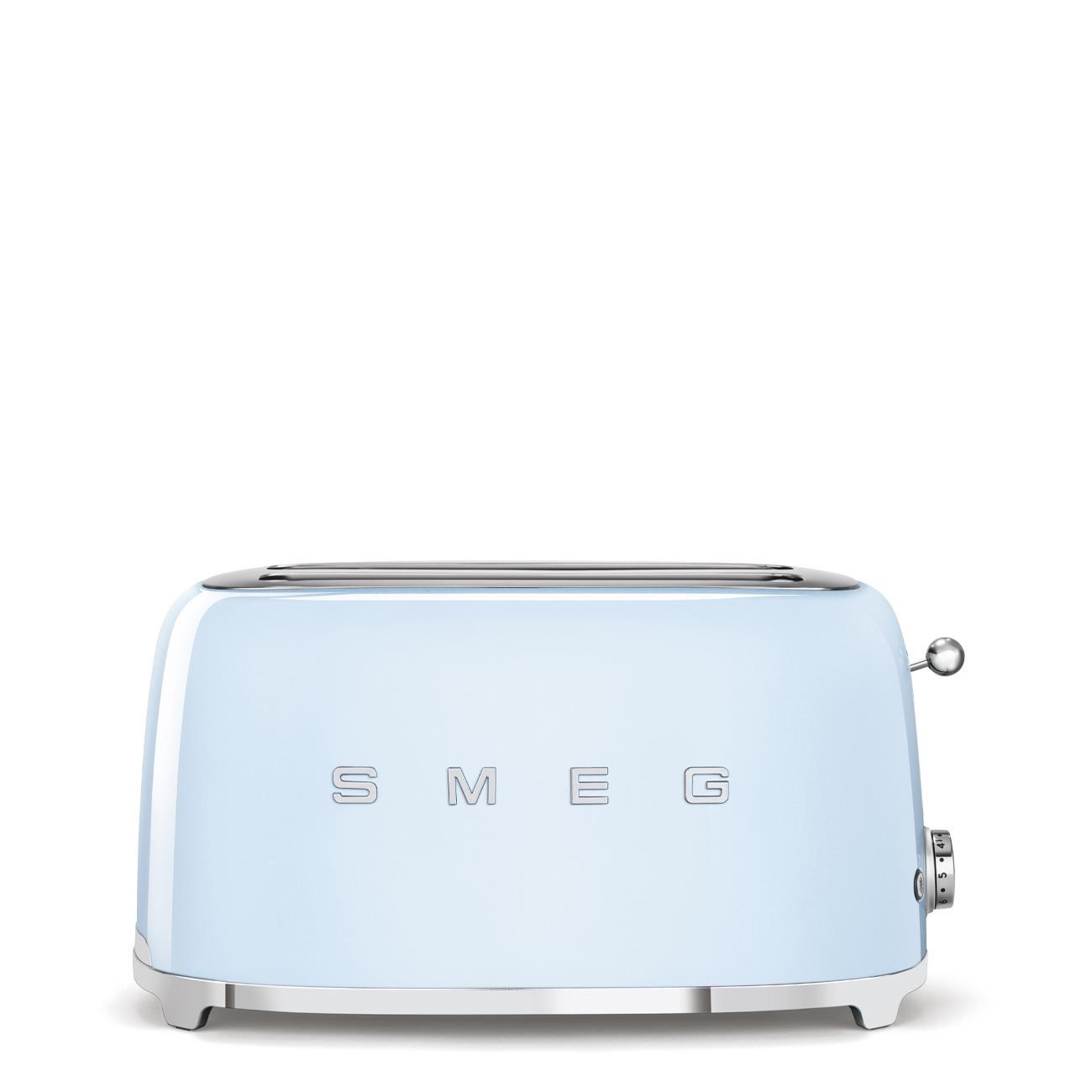 Smeg TSF02PBEU,  toustovač /  topinkovač,  4 toasty,  6 úrovní opékání,  zásuvka na drobky,  styl. 50. let,  pastelově modrý0 