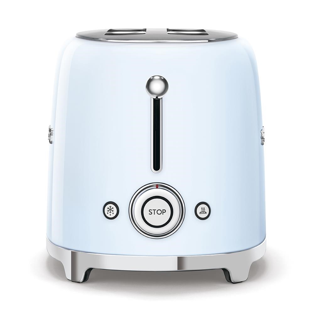 Smeg TSF02PBEU,  toustovač /  topinkovač,  4 toasty,  6 úrovní opékání,  zásuvka na drobky,  styl. 50. let,  pastelově modrý1 