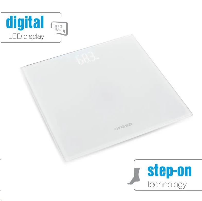 BAZAR - Orava osobní digitální váha,  do 180 kg,  LED displej,  automatické zapnutí dotykem chodidla - Poškozený obal (Komp0 
