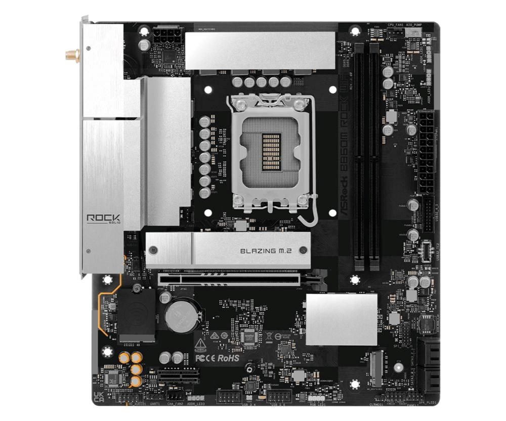 ASRock MB Sc LGA1851 B860M ROCK WIFI,  Intel B860,  2xDDR5,  1xHDMI,  1x DP,  WiFi,   mATX2 