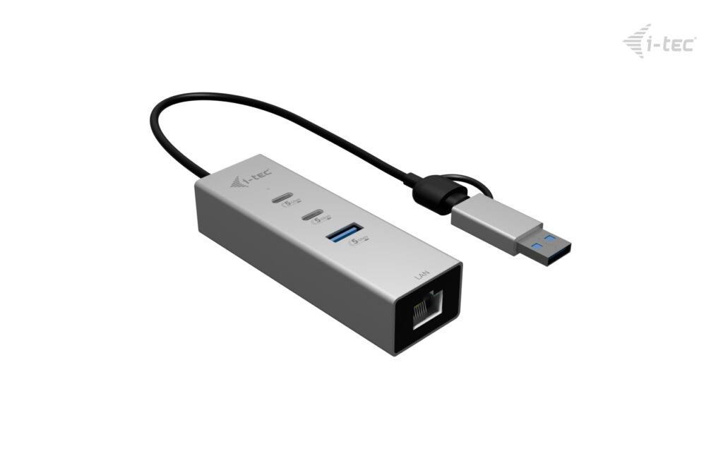i-tec USB-C/ USB-A Metal HUB 3 (2x USB-C, 1x USB-A) Port + 2.5GLAN