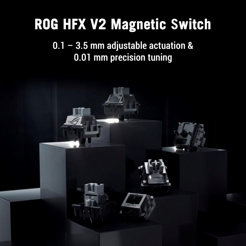 ASUS klávesnice ROG Azoth 96 HE,  Mechanická,  Bezdrátová,  BT,  RF 2.4GHz,  US,  černá8 