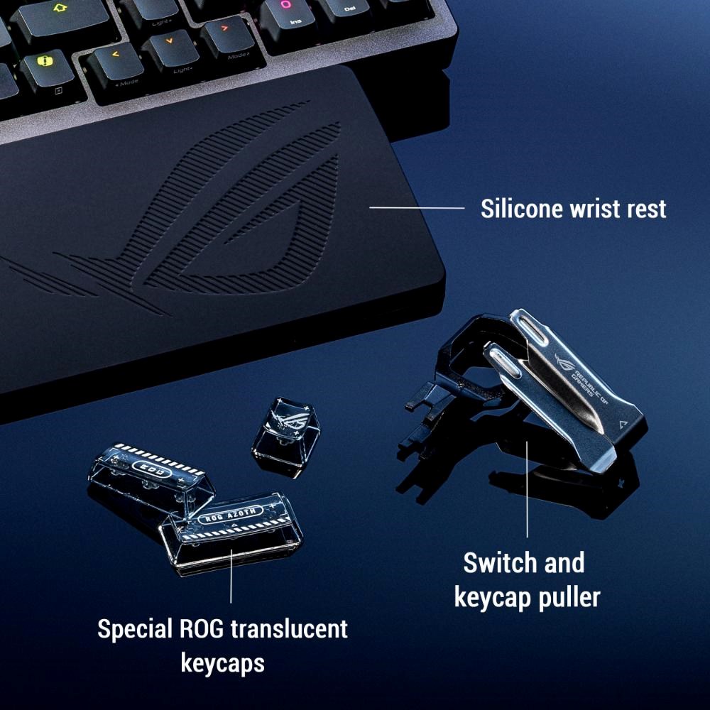 ASUS klávesnice ROG Azoth 96 HE,  Mechanická,  Bezdrátová,  BT,  RF 2.4GHz,  US,  černá12 