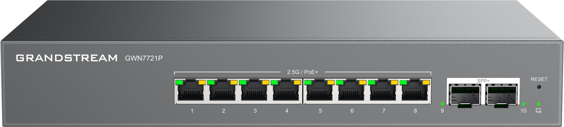 Grandstream GWN7721P L2 Lite managed switch, 8x 2.5GbE RJ45, 2x 10G SFP+, PoE/ PoE+