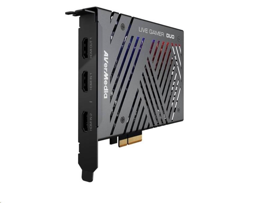 AVERMEDIA Live Gamer DUO GC570D,  duální střihová karta,  PCI-E,  2x HDMI,  Full HD,  2160p,  MPEG 4,  RGB podsvícení3 