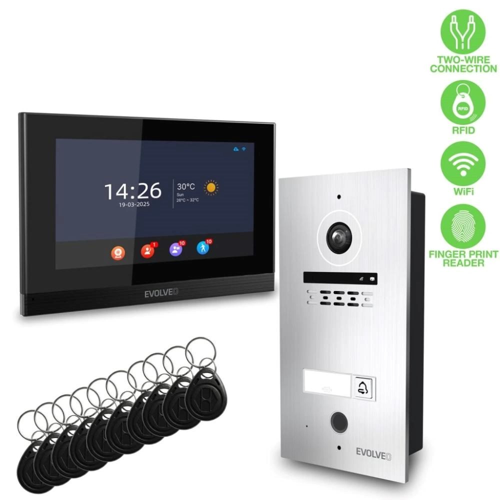EVOLVEO DoorPhone ID-1, 2-drôtový videotelefón s RFID, odtlačkom prsta a podporou ONVIF kamier
