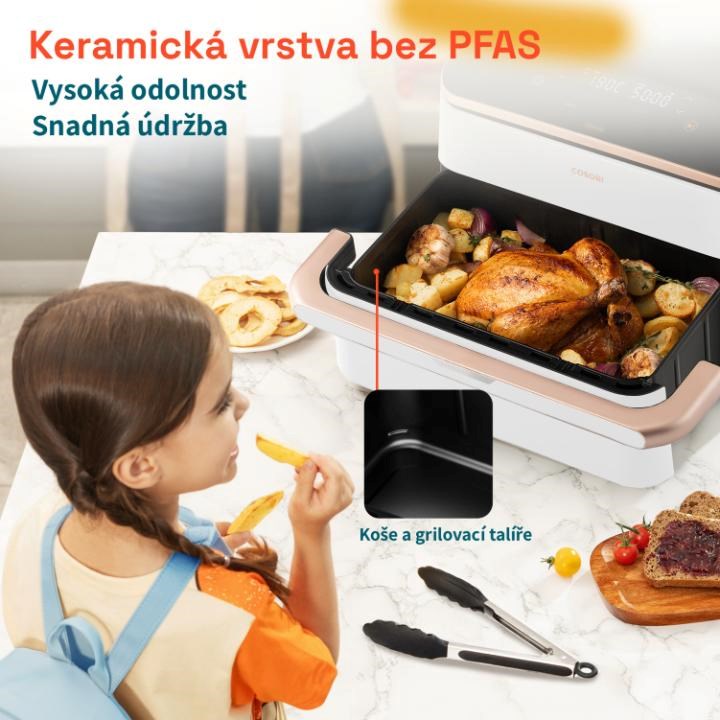 Cosori Dual Blaze TwinFry chytrá horkovzdušná fritéza10 L,  keramika,  bílá4 