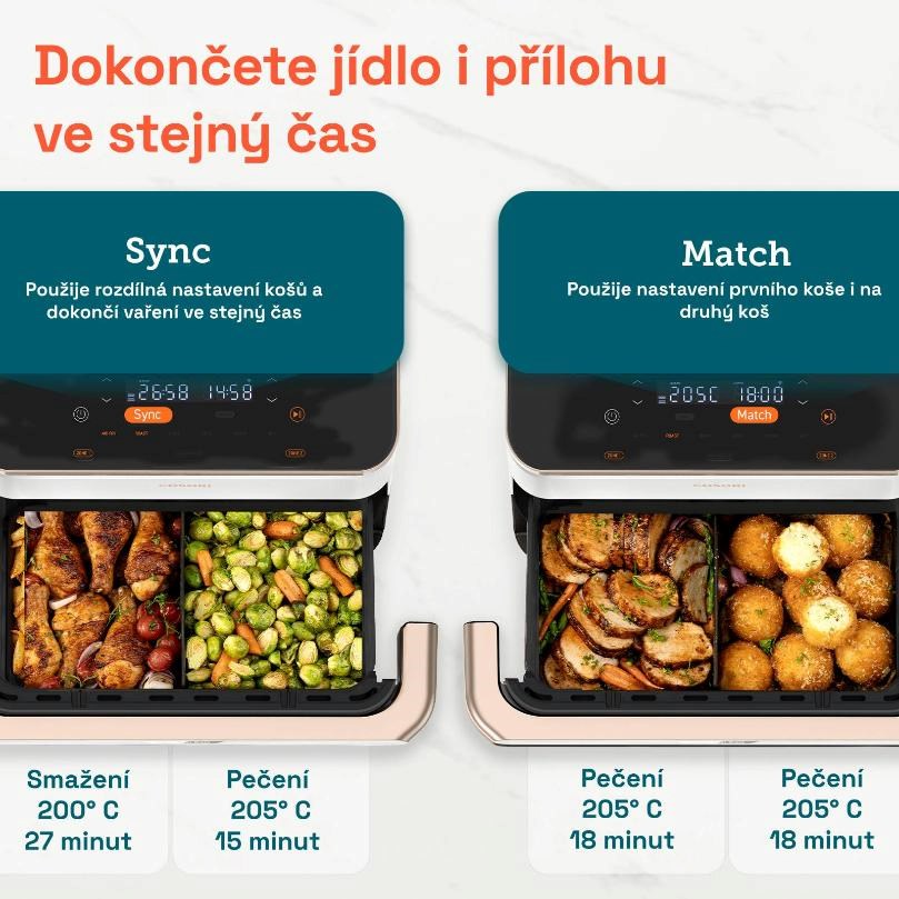 Cosori Dual Blaze TwinFry chytrá horkovzdušná fritéza10 L,  keramika,  bílá2 